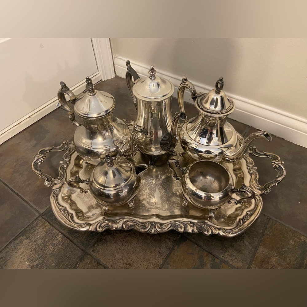 Late 19th Century Victorian FB Rogers Silver Plate Tea Coffee Set Vintage